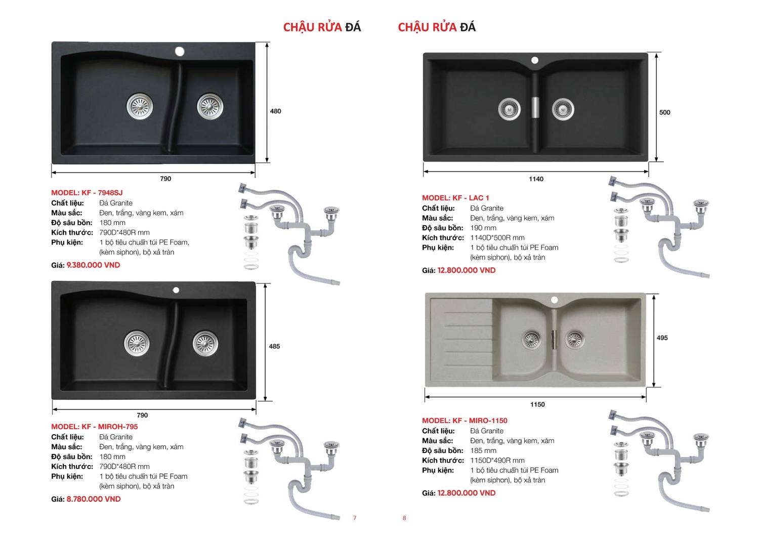 Chậu rửa chén và Vòi rửa chén KAFF Bảng giá và Catalogue mới nhất 2024 /Page 4
